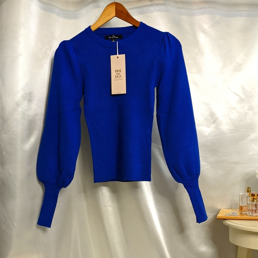 Puffed Sleeve Crew Neck Sweater